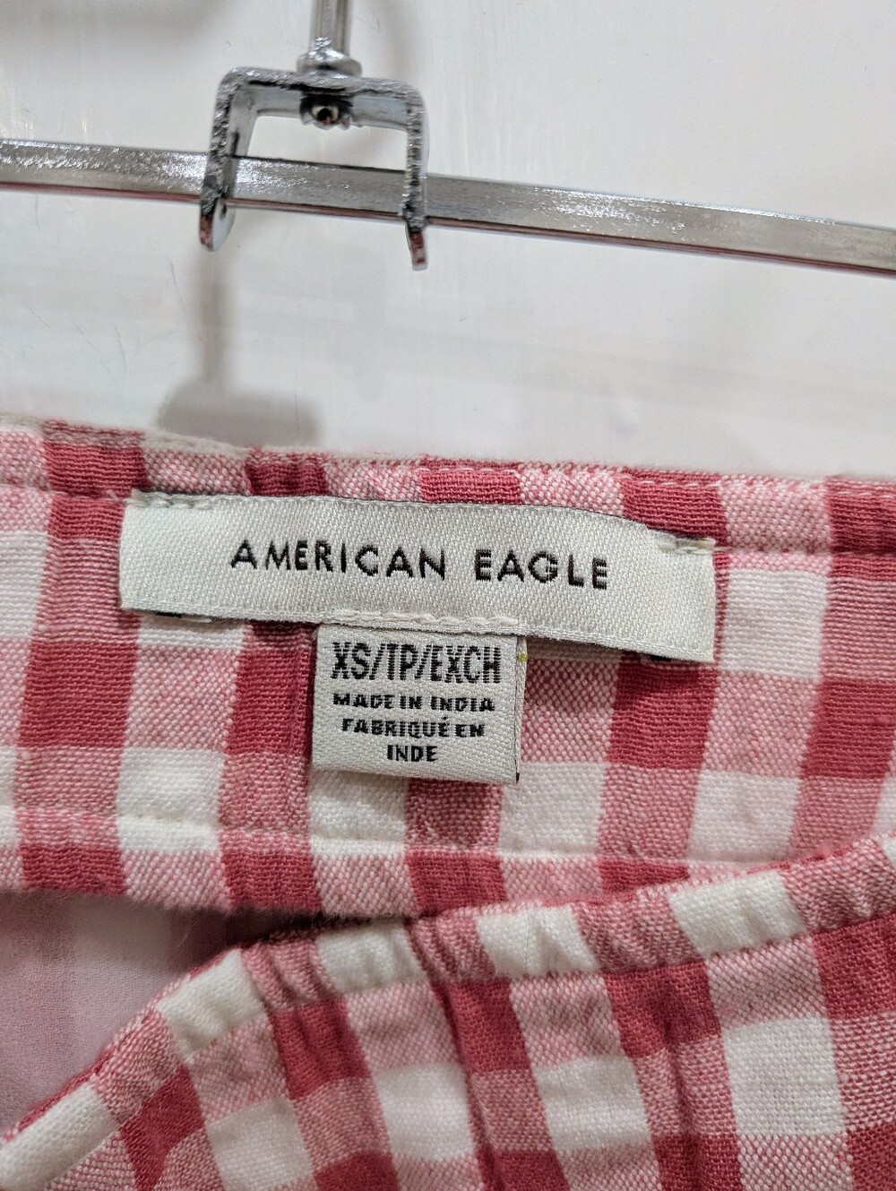American Eagle Cotton Linen Pink And White Gingham Mini Skirt | Xs - Picture 3 of 4